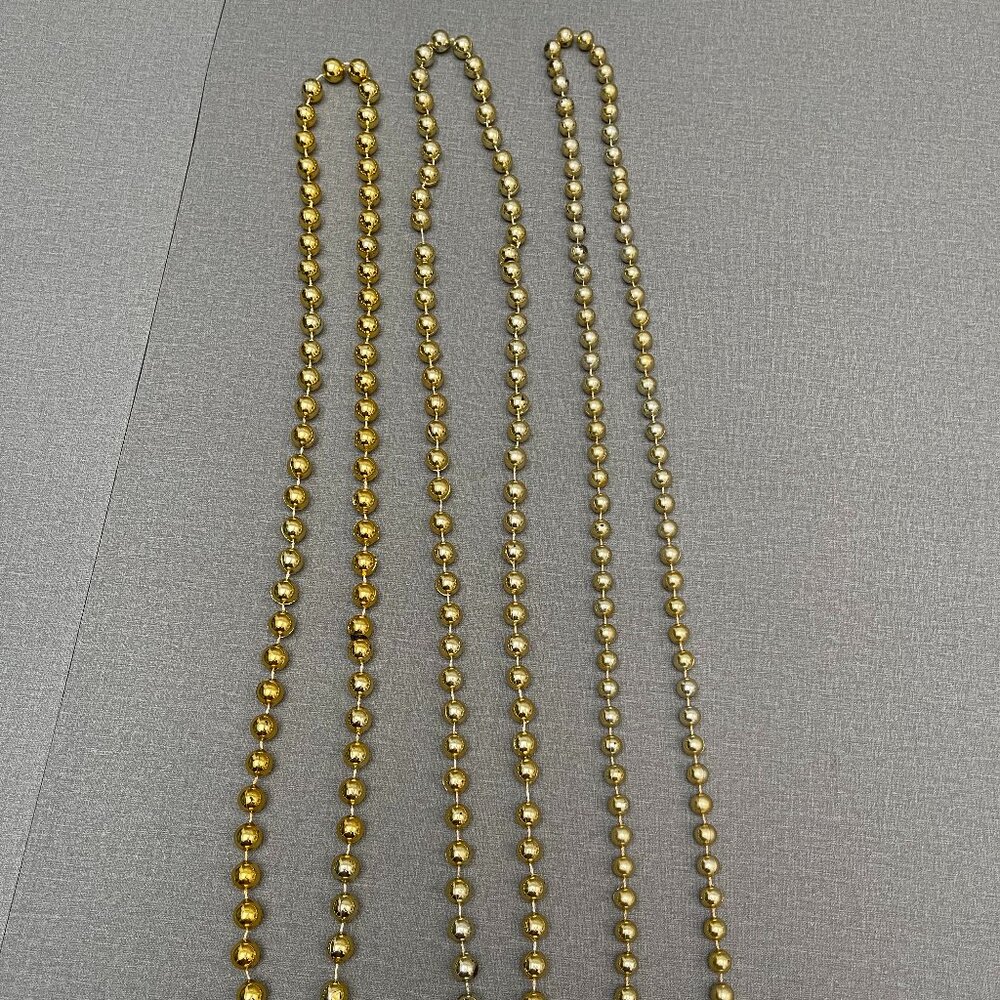 3 pack women's golden large beaded decorative necklace and sweater necklace bund